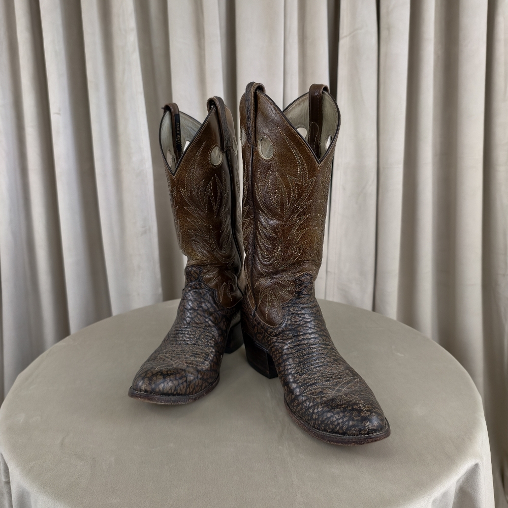 Vintage Dan Post Brown Leather Cowboy Boots
